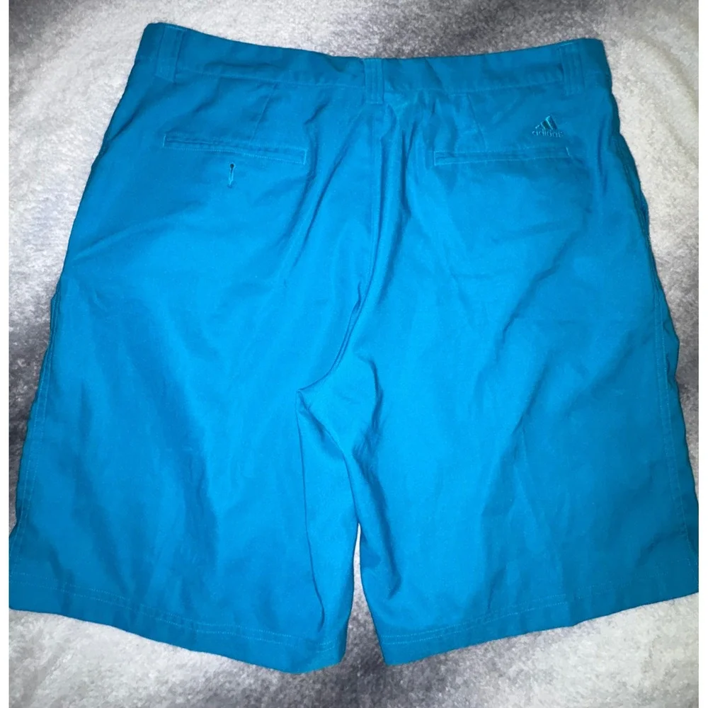 Adidas Climalite Mens Golf Shorts Blue Size 38 Flat Front Performance Athletic